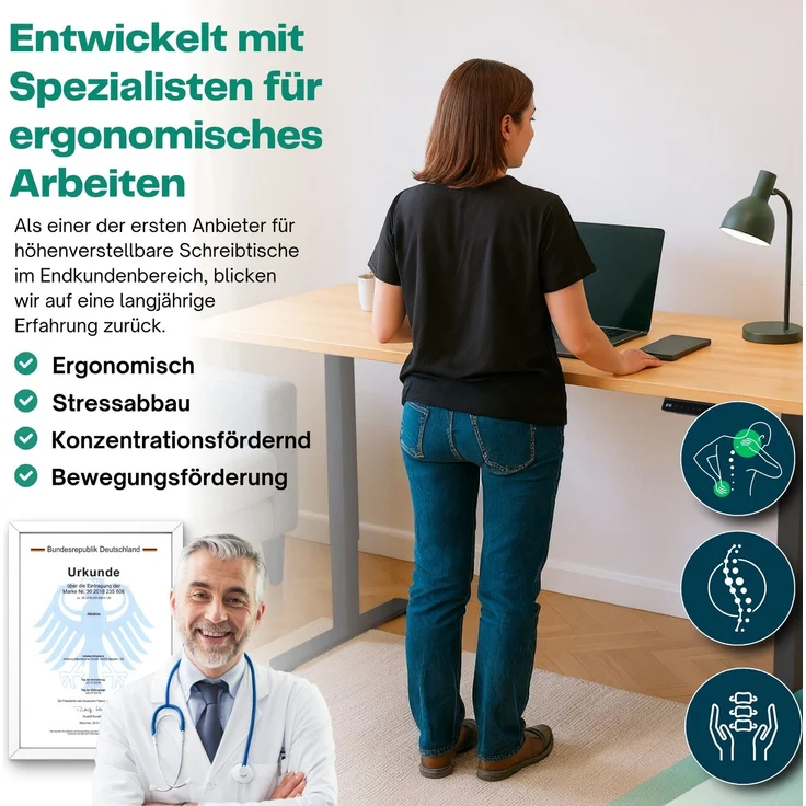 Albatros höhenverstellbares Schreibtisch Tischgestell elektrisch | LIFT S5 Schwarz | Gestell, Tischbeine, Tischfüße Metall | Display | 120Kg belastbar – Bild 8