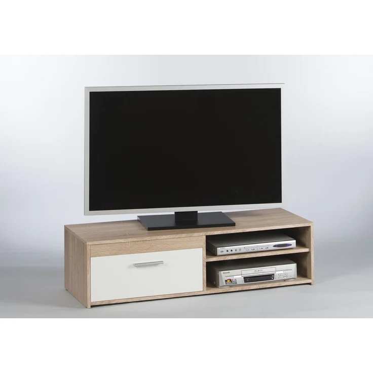 Lowboard >Gemma< 1 Klappe, 2 Fächer, Sonoma Eiche Dekor, weiß - 120x32x38cm (BxHxT) – Bild 1
