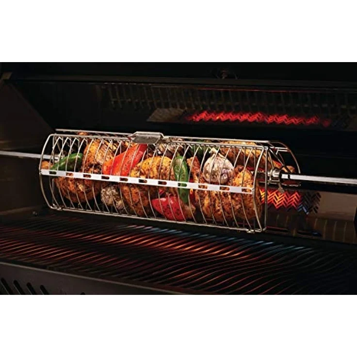 Napoleon Grillspieß Drehspieß-Korb mit zwei Kammern, Edelstahl – Bild 4