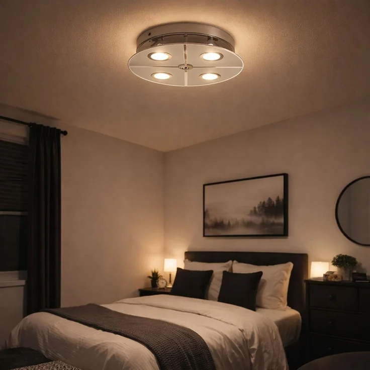 LED Deckenleuchte, Chrom, Glas satiniert, D 30 cm – Bild 5