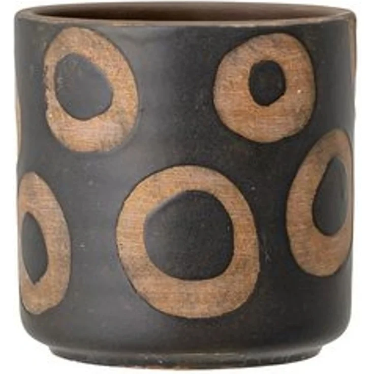 Bloomingville Blumentopf Avo, Ø 12 cm, terrakotta, schwarz mit braunen Kringeln, Übertopf, Dekotopf, dänisches Design – Bild 6
