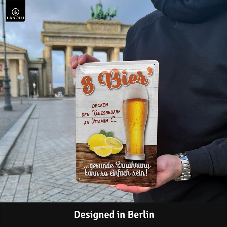LANOLU Blechschild 8 Bier - 20x30cm – Metall – Mehrfarbig – 20150 – Bild 2