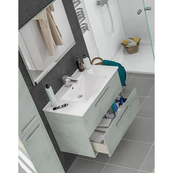 Badezimmer-Set >ARUBA< in Beton-Grau - 80x57x45 (BxHxT) – Bild 4