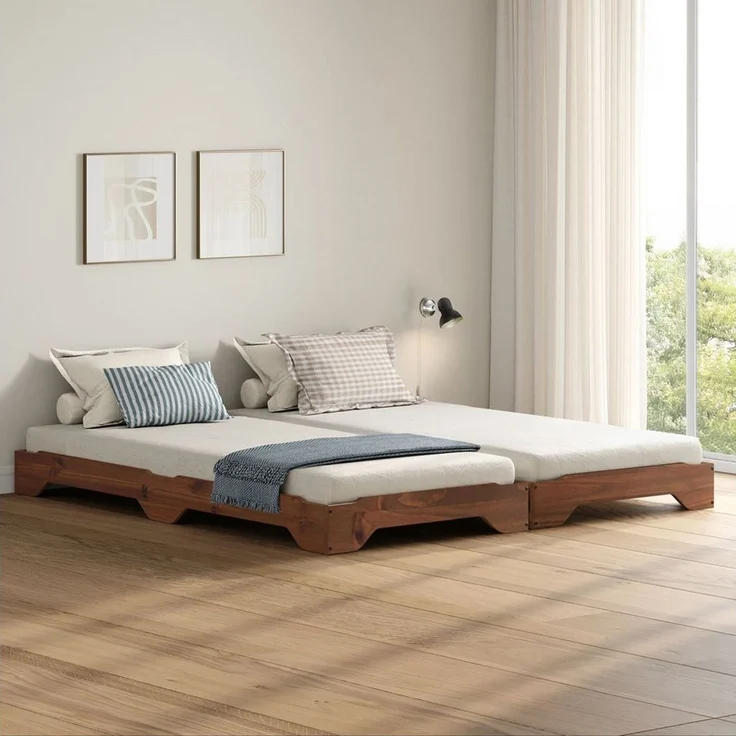 IDIMEX Funktionsbett RONNY, Stapelbett Gästebett 2er set aus massivholz- kastanienfarben – Bild 2