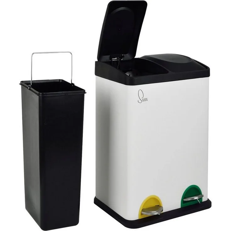SVITA TC2X20 Kücheneimer Office 40L Trennmülleimer Mülltrennung Weiß
