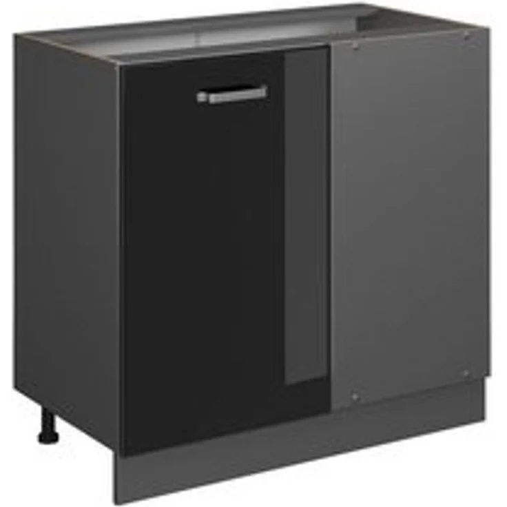 Eckunterschrank R-Line Schwarz Hochglanz 86 cm ohne Arbeitsplatte Vicco – Bild 6