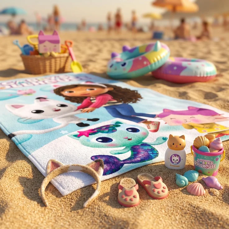 Gabby's Dollhouse Baumwolle Strandtuch Frottee Badetuch mit Premium Druck, 70x140 cm – Bild 5