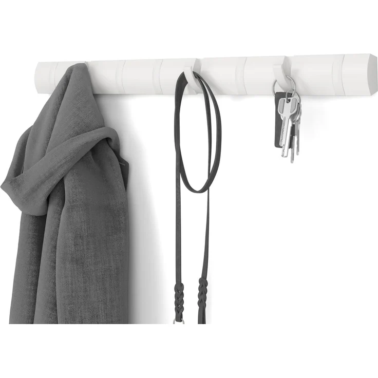 Umbra Flip Wandgarderobe aus Holz mit 8 Haken – Weiss/Weiss