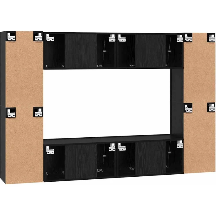 vidaXL TV-Schrankset Wandmontiert Schwarz Eichen-Optik Holzwerkstoff 3393376 – Bild 8