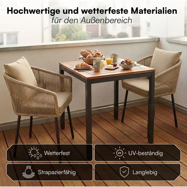 STEELSØN 'Nair' Polyrattan Gartenstuhl, 6er-Set, hellbraun, wetterfest & UV-beständig, Balkonstühle bis 160 kg belastbar, Gartensessel inkl. Kissen – Bild 6
