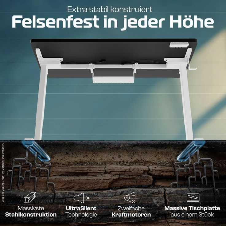 CleverDesk Weiß/Schwarz(160x80 cm) – Bild 3