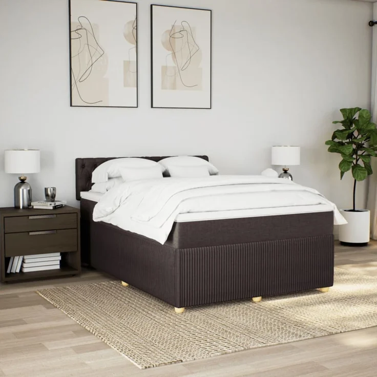 vidaXL Boxspringbett mit Matratze Dunkelbraun 140x190 cm Stoff 3287461 – Bild 3