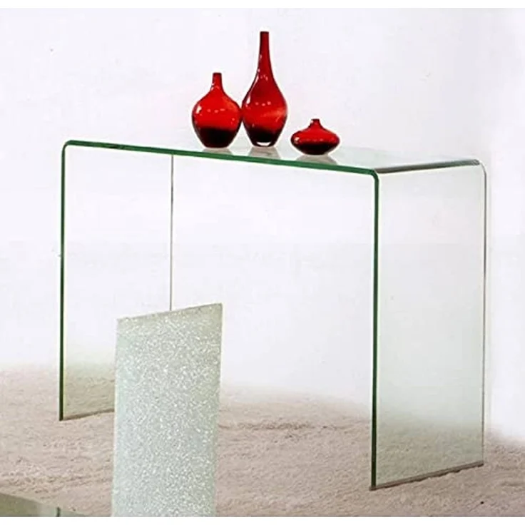 Dmora Konsole aus transparentem gehärtetem Glas, 100 x 75 x 33 cm. – Bild 2