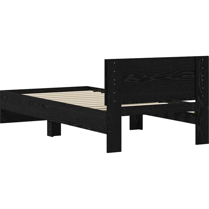 vidaXL Bettrahmen Schwarz Eichen-Optik 90 x 200 cm Holzwerkstoff 871656 – Bild 6