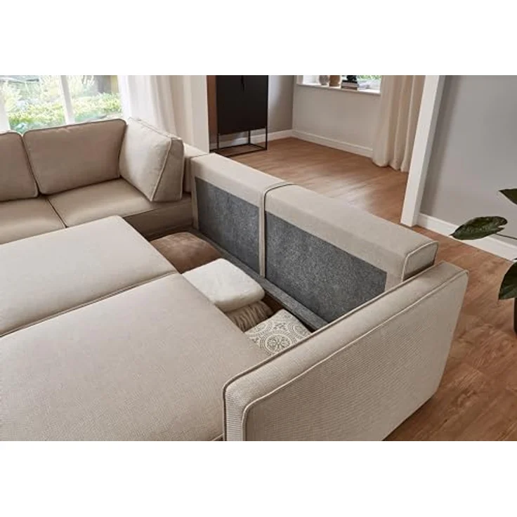 ATLANTIC home collection Eckgarnitur Chill, inkl. Schlaffunktion (ca. 135x230 cm), inkl. Bettkasten, frei im Raum stellbar, Wellenunterfederung, Ecke Links – Bild 7