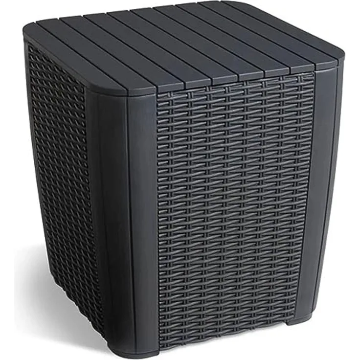 Keter Garten-Beistelltisch Luzon Rattan-Optik Rund Graphitgrau 420013