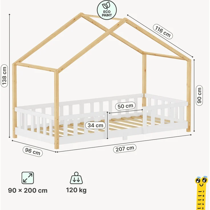 Kinderbett Treviolo 90x200 cm Weiß / Natur [en. casa] – Bild 2