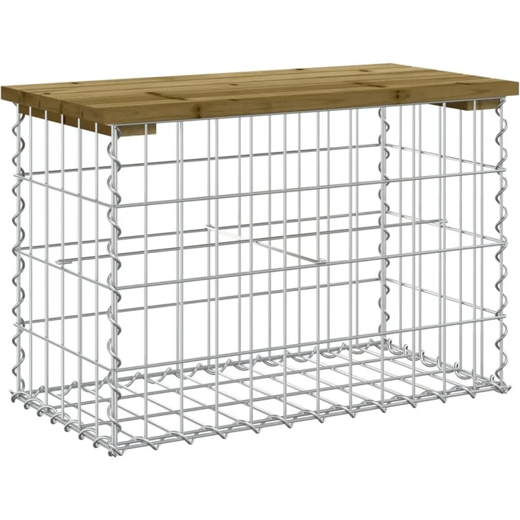 vidaXL Gartenbank aus Gabionen 63x31,5x42 cm Kiefernholz Imprägniert 834346 – Bild 2