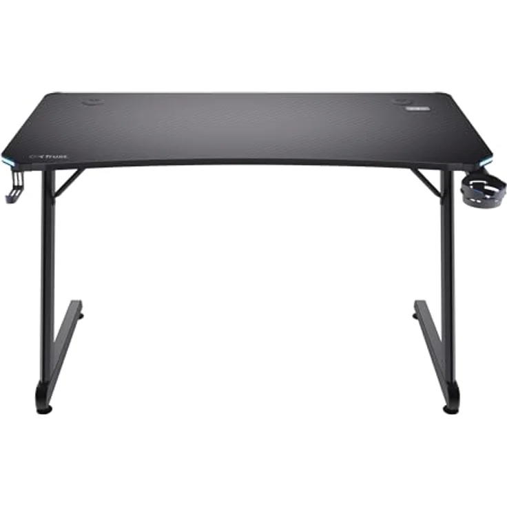 Trust Gaming GXT 709 Luminus RGB Gaming Tisch mit LED Beleuchtung, 10 Modi, USB-Betrieb, Gaming Schreibtisch mit Headset und Getränkehalter, Computertisch 120x60 für Büro, Gamer - Schwarz – Bild 12