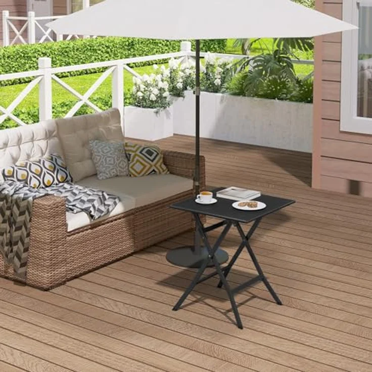 eSituro Klapptisch, Gartentisch Balkontisch wetterfest, Outdoor Beistelltisch klappbar, Kleiner Tisch für Balkon Terrasse Garten, 62x62 cm, 50 kg belastbar, Schwarz – Bild 10