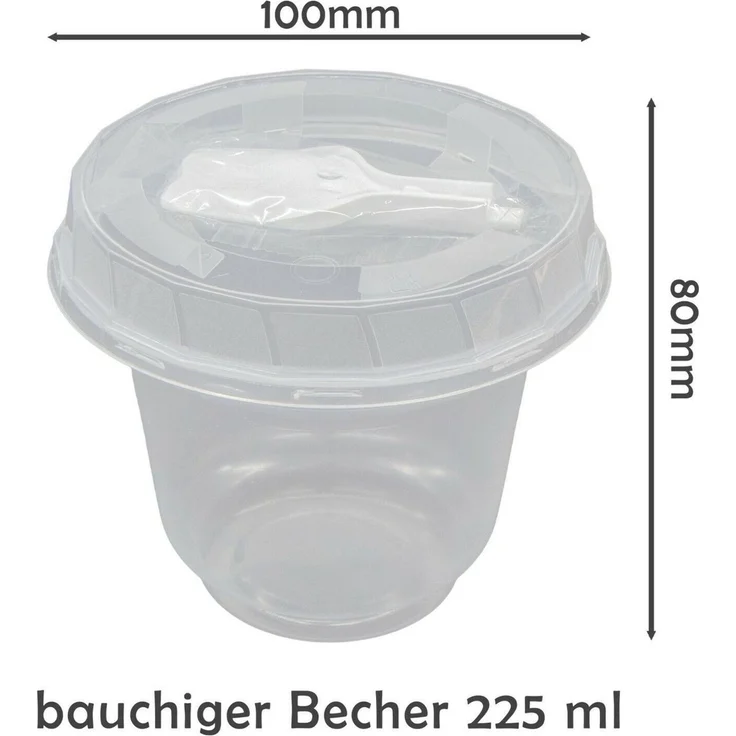 KVOTA Dessertschale Feinkostbecher 50St Becher und Löffel zylindrischer Becher 250 ml, lebensmittelfreundlicher Kunststoff, (50xBecher, 3-tlg) – Bild 2