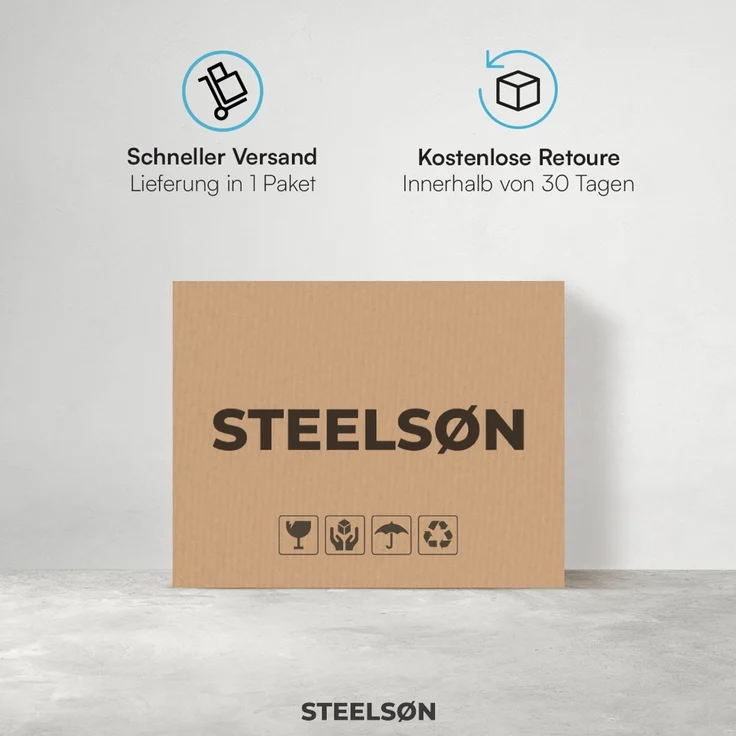 STEELSØN 'Lysira' Liegestuhl, klappbar & wetterfest, schwarz, Sonnenliege mit extra dicker Polsterauflage, verstellbarer Gartenstuhl, bis 200 kg belastbar – Bild 11