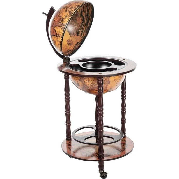 BIRENDY Dekoobjekt Edler Barwagen 36001R Holz Säulen offen 103cm hoch Globusbar Hausbar – Bild 3