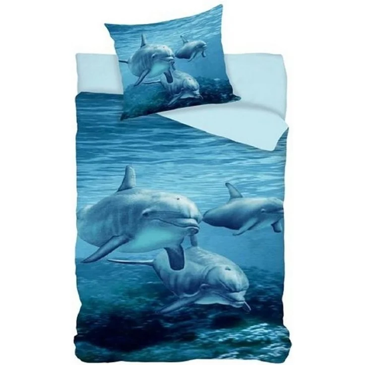 BrandMac Kinderbettwäsche Delphin Bettwäsche Set Delfin 2tlg. 135x200 cm 100% Baumwolle, 1 teilig, Langlebig – Bild 2