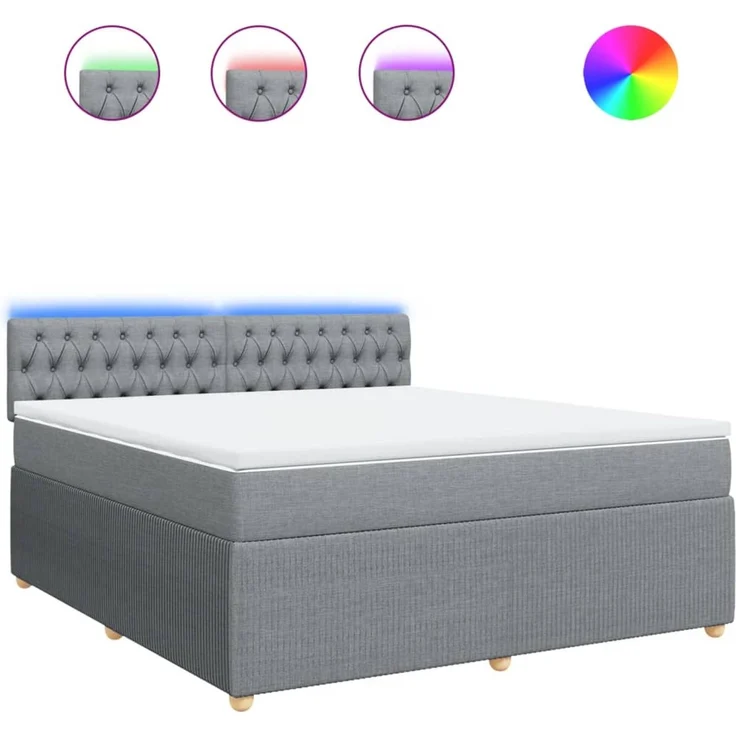 vidaXL Boxspringbett mit Matratze Hellgrau 180x200 cm Stoff 3289842 – Bild 2