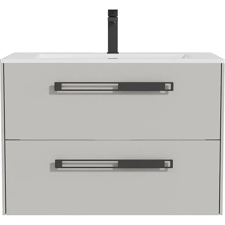 Vente-unique - FELNA Waschbeckenmöbel Holz, Platte Grau - B 45,5 cm x H 55 cm x L 79,4 cm – Bild 2