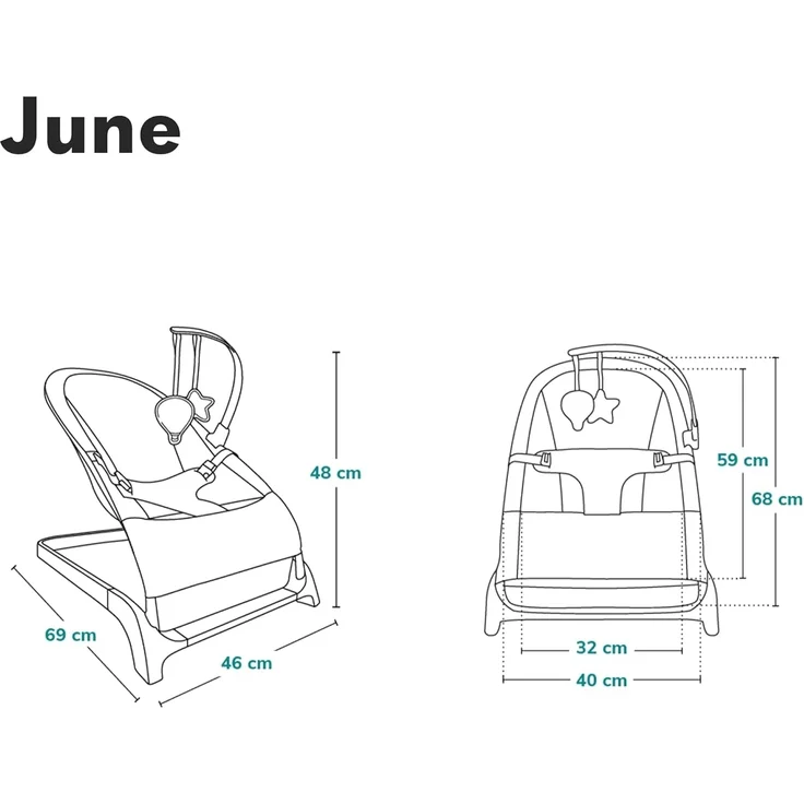 Lionelo June Babywippe für Neugeborene bis 9 kg, bequemer Stuhl mit natürlicher beruhigender Bewegung, ergonomische Rückenstütze, 3-Punkt-Sicherheitsgurt, weiches atmungsaktives Gewebe, leicht & – Bild 8