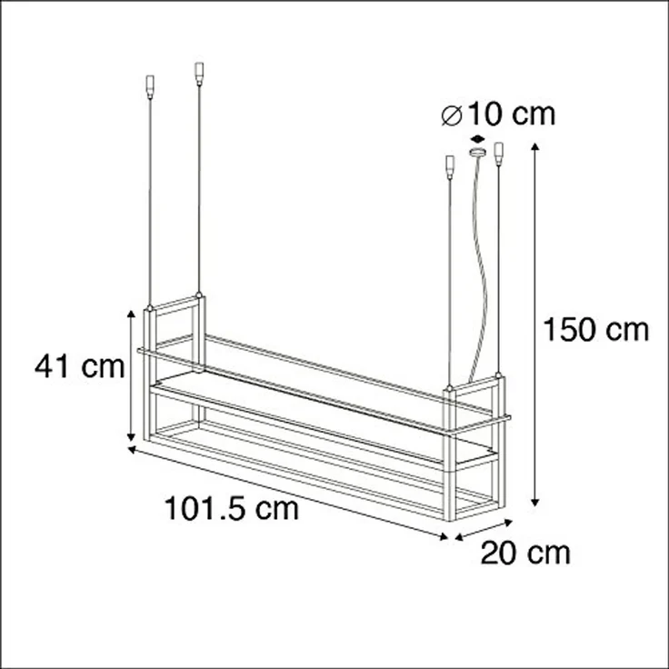 Qazqa Pendelleuchte Cage rack, ohne Leuchtmittel, E27, Schwarz, Modern, Stahl, 4-flammig – Bild 4
