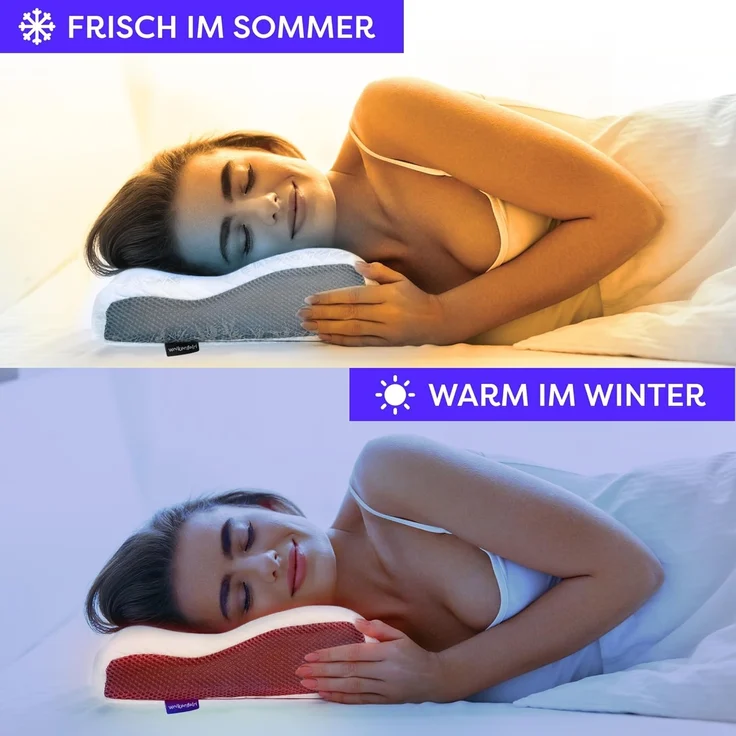 Wolkenfeld Nackenkissen für Seiten, Rücken & Bauchschläfer - Orthopädisches Kissen, Kopfkissen Nackenschmerzen Reduzierung, Memory Foam Nackenkopfkissen, Ergonomisches Kopfkissen - Seitenschläferkissen – Bild 5
