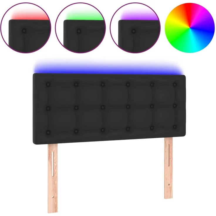 vidaXL LED Kopfteil Schwarz 90x5x78/88 cm Kunstleder 3121690 – Bild 2