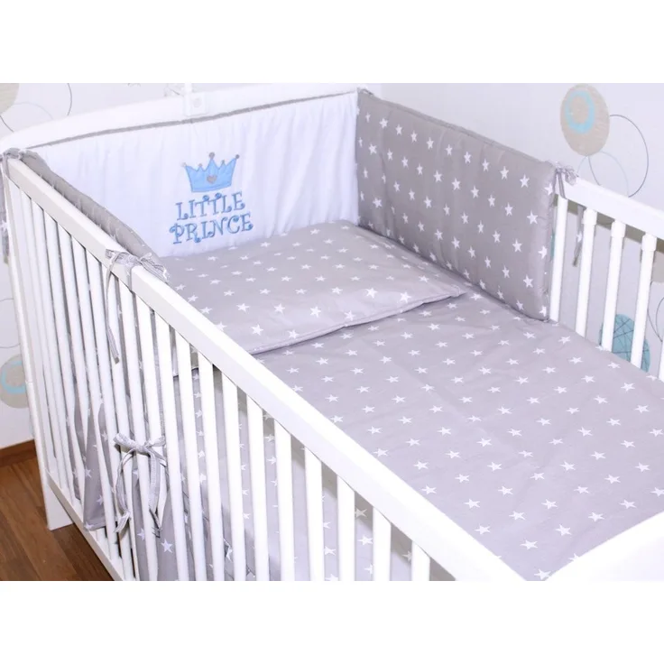 Primawela Babybettwäsche Baby Bettset -5-6 teiliges Set mit Chiffon Himmel Nestchen - Prince, 6 teilig