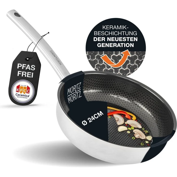 Moritz & Moritz Bratpfanne gerader Rand 24 cm, Edelstahl, Antihaft – Bild 5