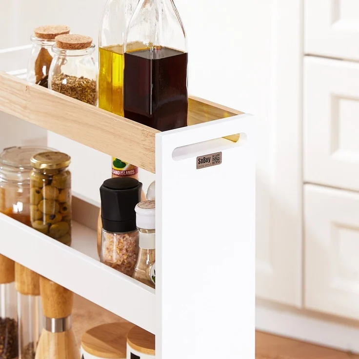 SoBuy NSR12-W Küchenwagen, MDF, Lackiert, Weiß, 50 x 80 x 15 cm – Bild 6