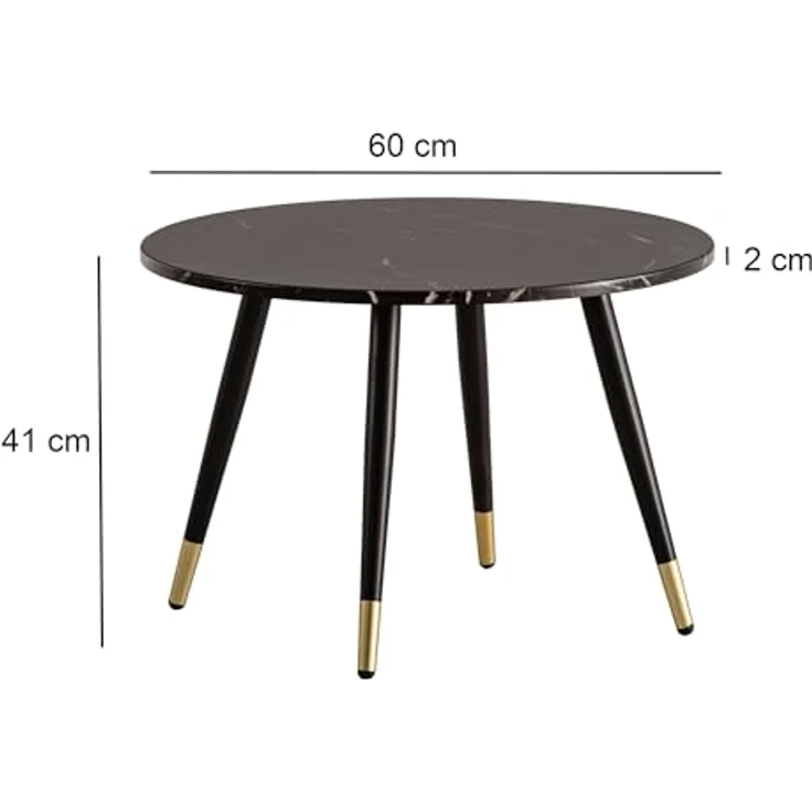 MID.YOU Couchtisch, Schwarz, aus Holzwerkstoff, rund, konisch, 60x41x60 cm, einfacher Aufbau – Bild 4