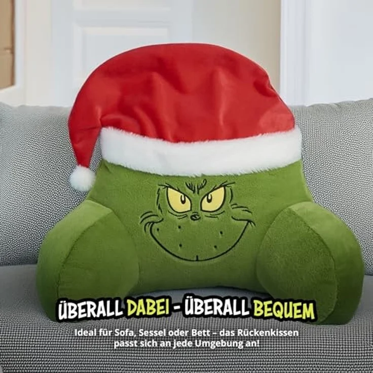 United Labels® Dekokissen The Grinch Kissen Rückenkissen Lesekissen mit Armlehnen Rückenstütze – Bild 4