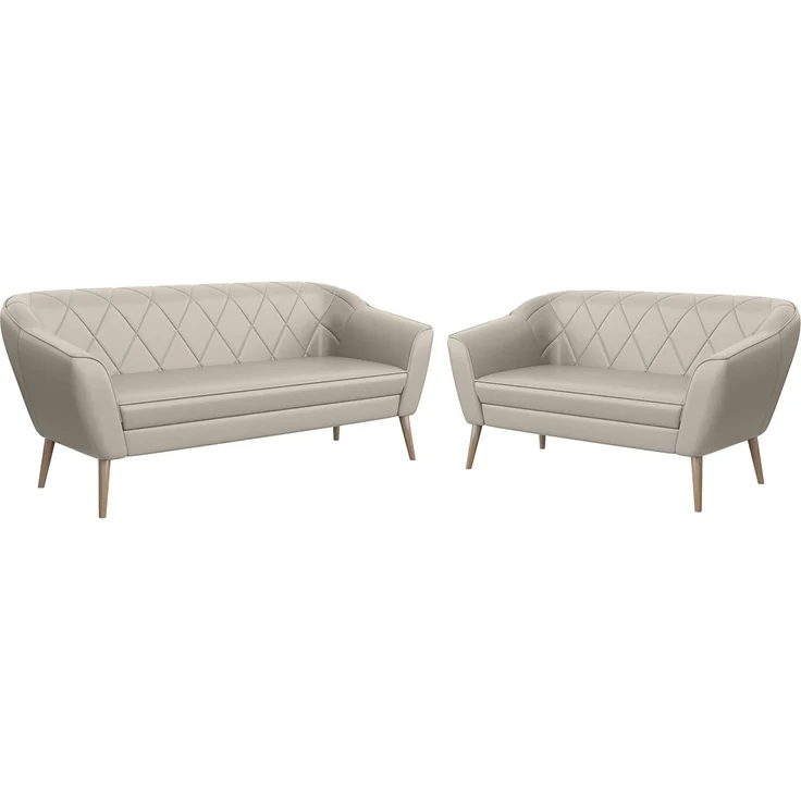 MEBLINI Sofa-Set GISELA 3+2 - Beige Kunstleder - für Wohnzimmer - Mini Lounge für fünf Personen - Küchensofa - Sofa Klein - Sitzgarnitur - Polstergarnitur - Sofagarnituren – Bild 1