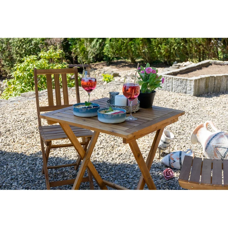 Balkonmöbel Set 3tlg Akazie Klapptisch 60 x 60 cm BLOOM 51827894 – Bild 4