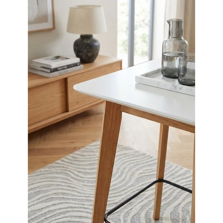 KADIMA DESIGN Bartisch Stehtisch 60x110x60 cm Weiß Eckig, Bartisch für 4 Personen, Moderner, Tisch für Bar, Design Partytisch Holz, Hochtisch Eiche Skandinavisch – Bild 3
