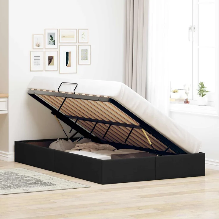 vidaXL Ottoman Bettgestell mit Speicher Schwarz 120 x 200 cm Stoff 3442816 – Bild 4