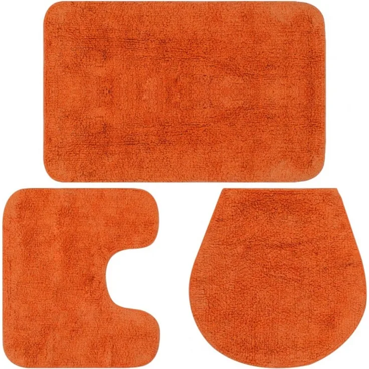 vidaXL Badematten-Set 3-tlg. Stoff Orange 133227