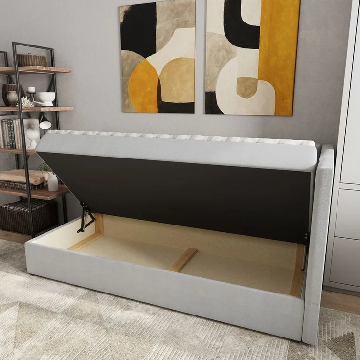 Masseno Boxbett BEVE 100x200 cm mit Bonell Matratze und Topper, Einzelbett, Jugendbett, Polsterbett mit Kopfteil, Boxspringbett – Bild 4