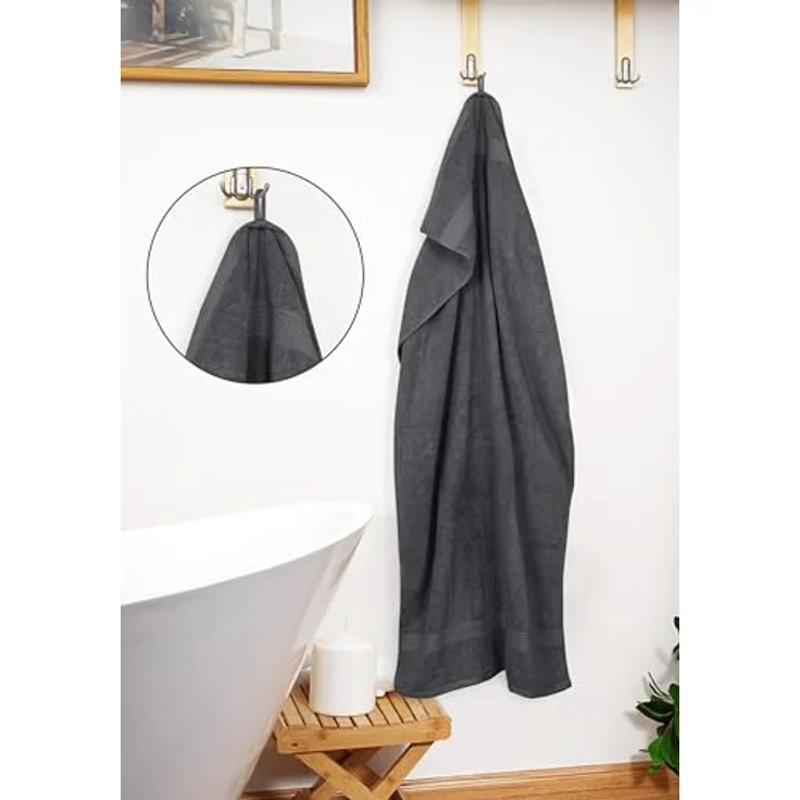 Utopia Towels Badetücher Set Premium, 100% ringgesponnene Baumwolle, 69 x 137 cm, sehr saugfähig, grau, 2er-Pack – Bild 2
