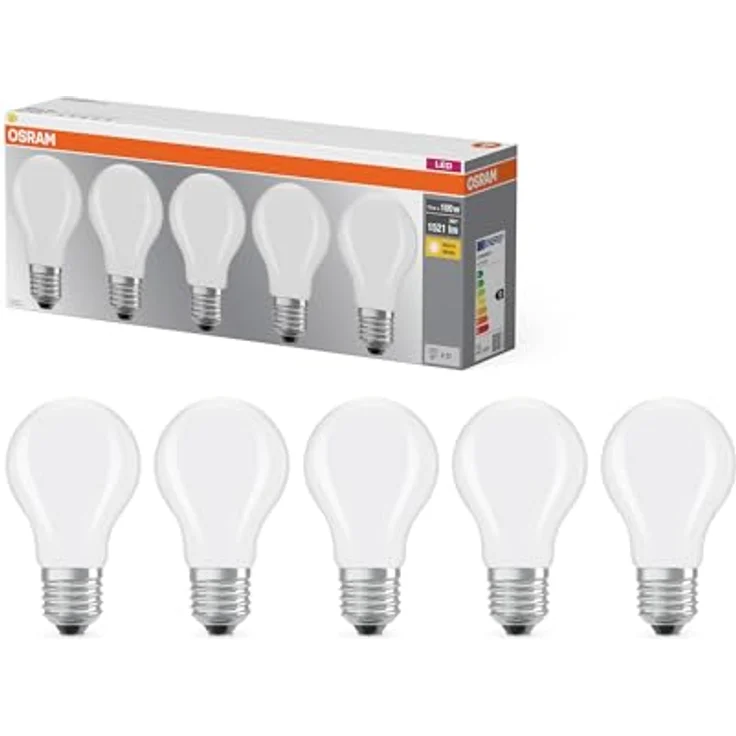 OSRAM LED-Lampe Filament Base A100 Kolbenform 11W 827, 2700K warmweiß, E27, matt, 1521 lm, sofort 100% Licht, White – Bild 2