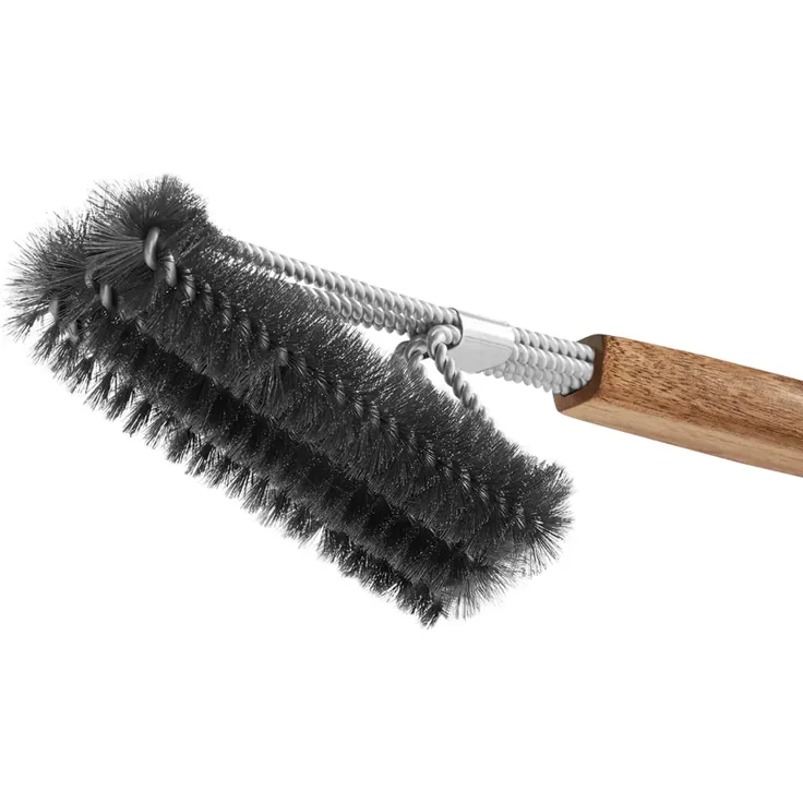 BURNHARD Grillbesteck-Set 4-tlg. 42 cm, Akazienholz Edelstahl, Grillzubehör mit Grillzange, Grillwender, Fleischgabel und Grillbürste mit extra-langen Holzgriffen und Aufhänge-Ösen, Braun – Bild 8
