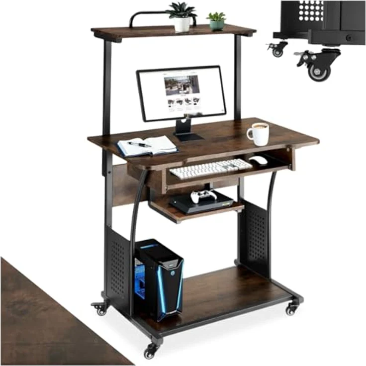 tectake Schreibtisch Fife (1-St, 1 tlg), Funktionaler Schreibtisch im kontrastreichen Industrial Style – Bild 2