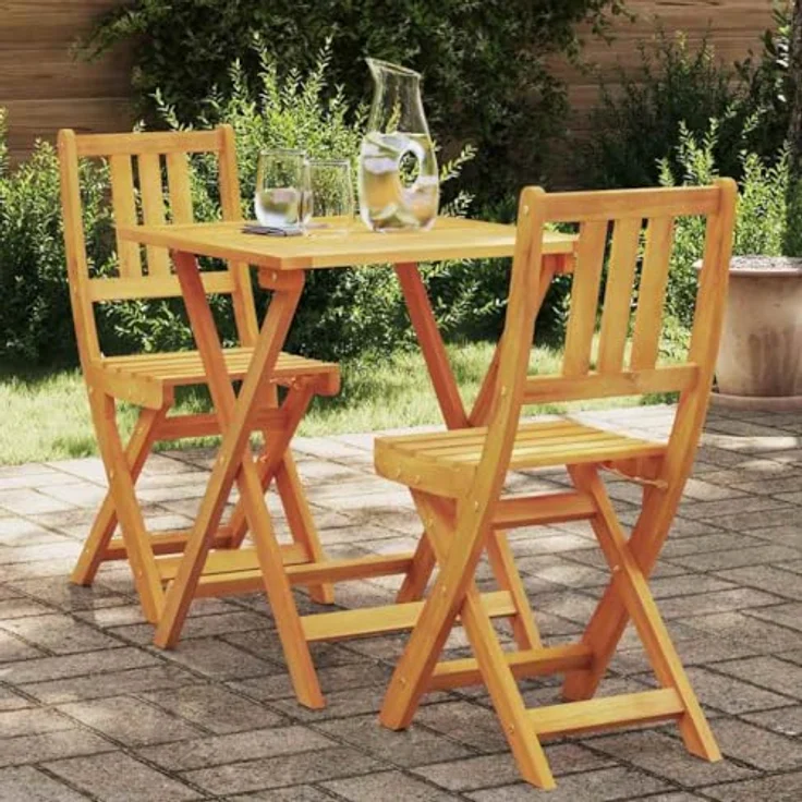 vidaXL Bistrogarnitur 3 pcs Öl-Natur Massivholz Akazie 4105509 – Bild 3